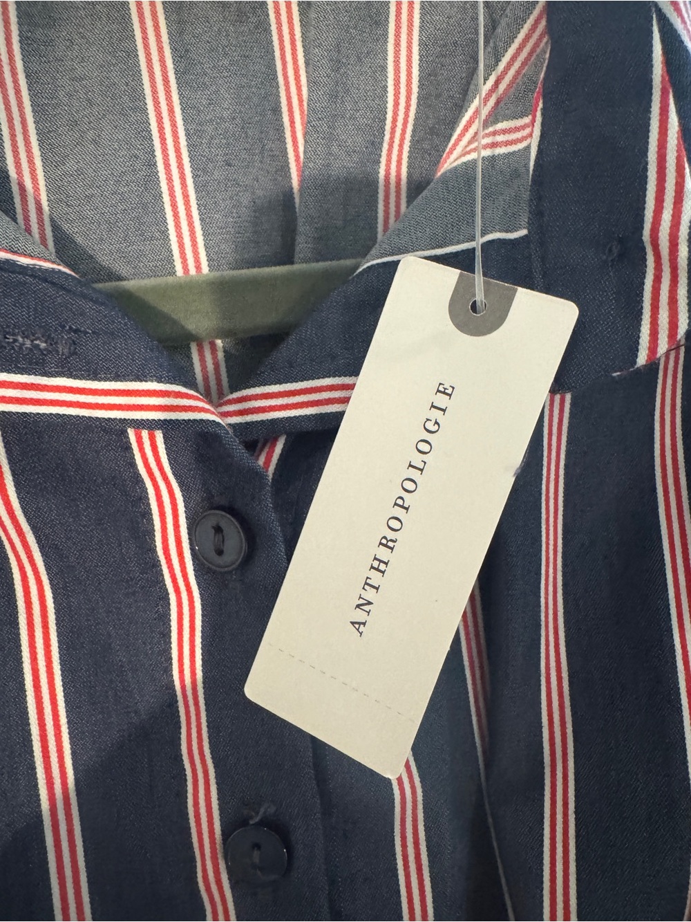 NWT Anthropologie Tobie Striped Navy and red Shirt Dress by Exquise - Picture 3 of 5